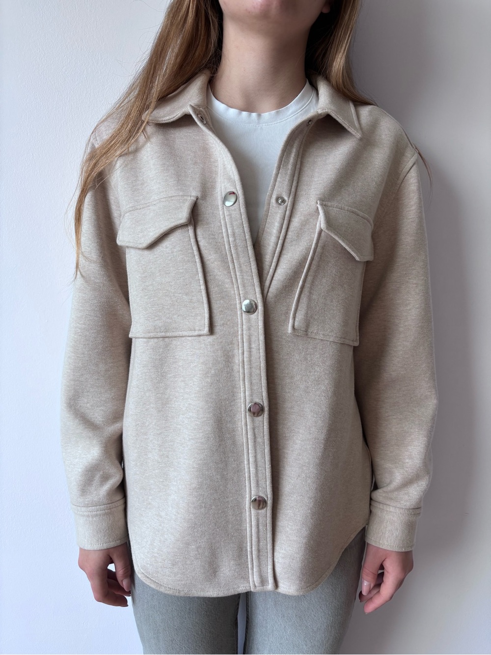Rails Beige Utility Shacket with Flap Pockets